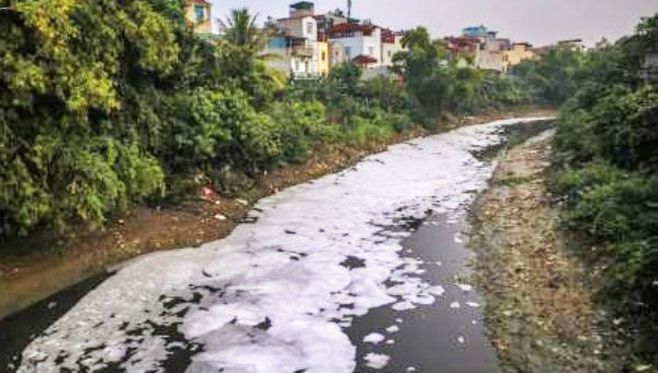 Nước sông Nhuệ bị ô nhiễm