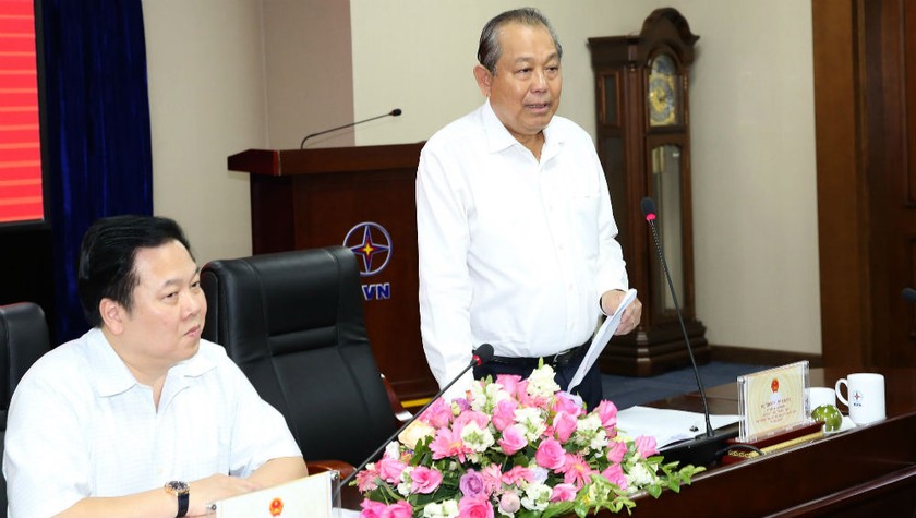 Phó Thủ tướng Thường trực Chính phủ Trương Hoà Bình phát biểu tại cuộc làm việc - Ảnh: VGP/Lê Sơn.