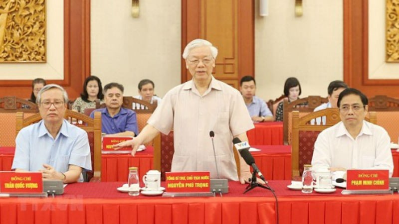  Tổng Bí thư, Chủ tịch nước Nguyễn Phú Trọng phát biểu tại hội nghị.