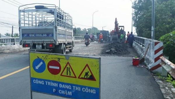 Sửa chữa cầu trên tuyến QL63, đoạn qua địa phận huyện An Biên, tỉnh Kiên Giang