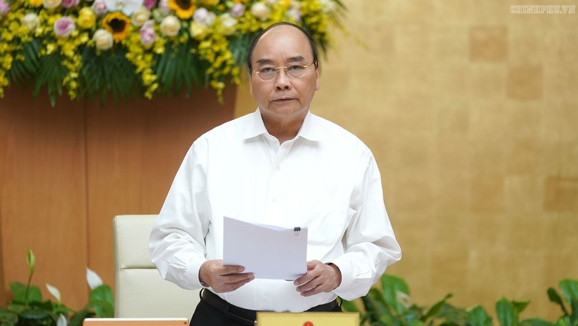 Thủ tướng Nguyễn Xuân Phúc phát biểu tại phiên họp thường kỳ Chính phủ tháng 10.