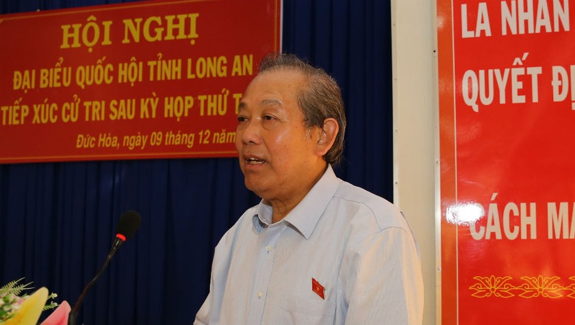 Phó Thủ tướng Thường trực Trương Hòa Bình phát biểu tại buổi tiếp xúc.
