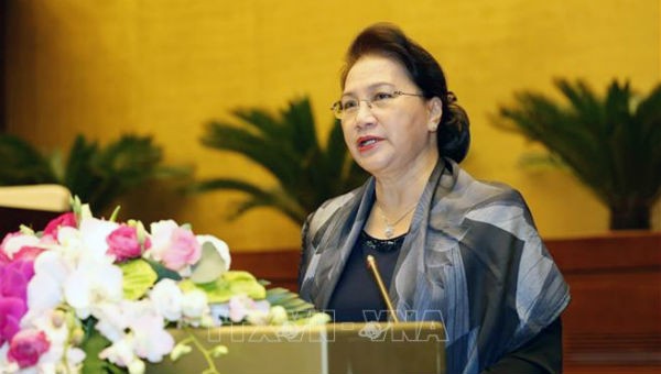 Chủ tịch Quốc hội Nguyễn Thị Kim Ngân phát biểu tại cuộc gặp mặt