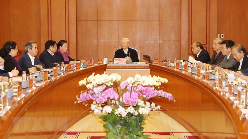 Tổng Bí thư, Chủ tịch nước Nguyễn  Phú Trọng phát biểu tại cuộc họp.