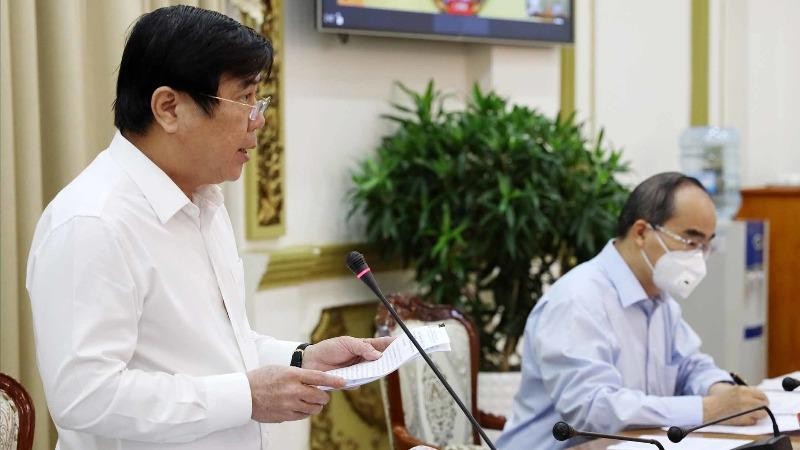 Chủ tịch UBND TP.HCM Nguyễn Thành Phong phát biểu tại buổi họp. Ảnh Vietnamnet.