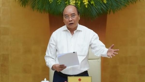 Thủ tướng Nguyễn Xuân Phúc phát biểu kết luận cuộc làm việc. Ảnh: VGP