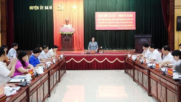 Phó Bí thư Thường trực Thành uỷ Ngô Thị Thanh Hằng phát biểu tại cuộc kiểm tra.