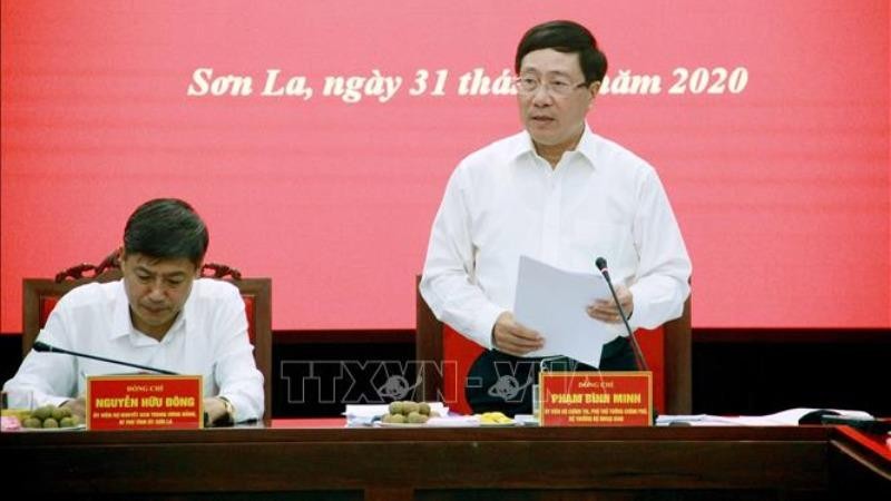 Ủy viên Bộ Chính trị, Phó Thủ tướng Phạm Bình Minh phát biểu tại buổi làm việc