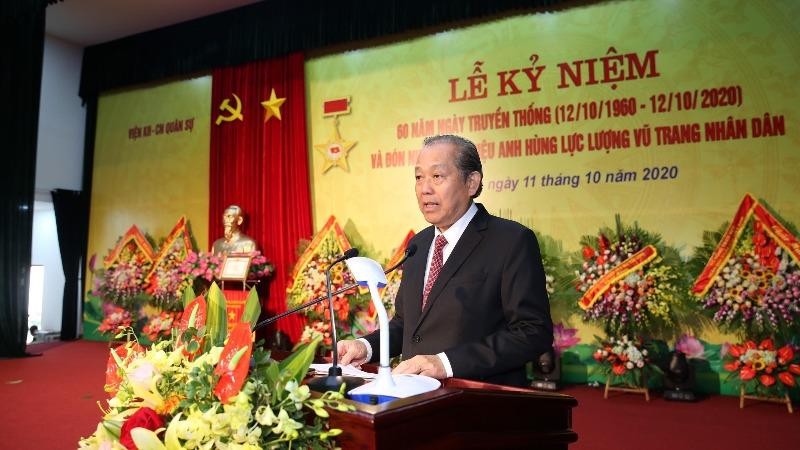 Ủy viên Bộ Chính trị, Phó Thủ tướng Thường trực Chính phủ Trương Hòa Bình phát biểu tại buổi lễ. 
