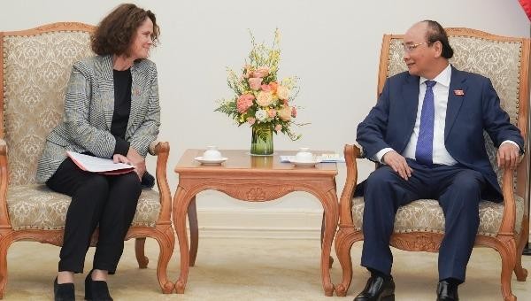 Thủ tướng Nguyễn Xuân Phúc tiếp bà Carolyn Turk, Giám đốc Quốc gia Ngân hàng Thế giới tại Việt Nam.