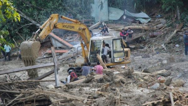 Hiện trường vụ sạt lở đất ở Trà Leng.