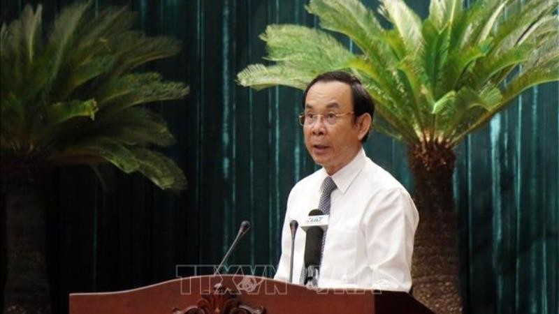 Bí thư Thành ủy TP Hồ Chí Minh Nguyễn Văn Nên phát biểu khai mạc Hội nghị. 