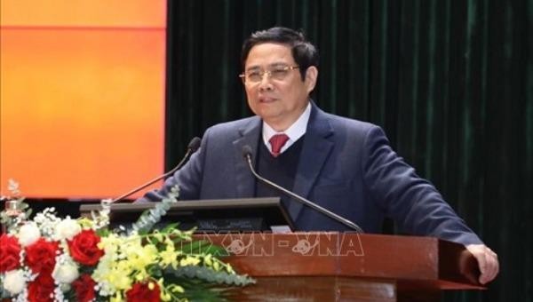 Trưởng Ban Tổ chức Trung ương Phạm Minh Chính phát biểu tại Hội nghị.