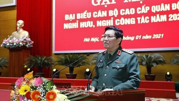 Đại tướng Ngô Xuân Lịch, Bộ trưởng Bộ Quốc phòng phát biểu tại buổi gặp mặt.
