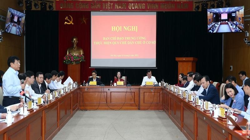 Ủy viên Bộ Chính trị, Trưởng Ban Dân vận Trung ương Trương Thị Mai Hội nghị Ban Chỉ đạo Trung ương thực hiện quy chế dân chủ ở cơ sở, chiều 15/3. 