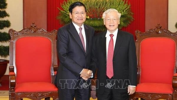 Tổng Bí thư, Chủ tịch nước Nguyễn Phú Trọng tiếp Thủ tướng Lào Thongloun Sisoulith sang thăm chính thức Việt Nam, ngày 1/10/2019. Ảnh tư liệu: Trí Dũng/TTXVN.