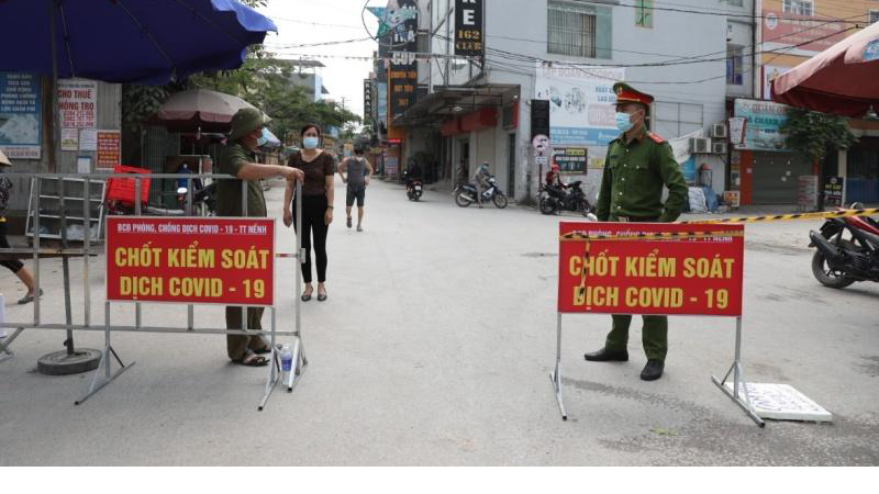 Một chốt kiểm dịch tại thị trấn Nếnh, huyện Việt Yên, tỉnh Bắc Giang.