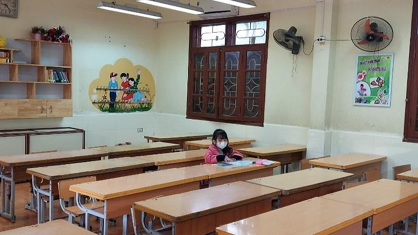 Lớp học chỉ có 1 học sinh đến lớp sáng 14/2 ở TP Hải Phòng.