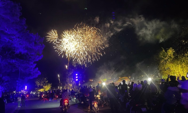 Lâm Đồng bắn pháo hoa dịp khai mạc Festival hoa lần thứ IX.
