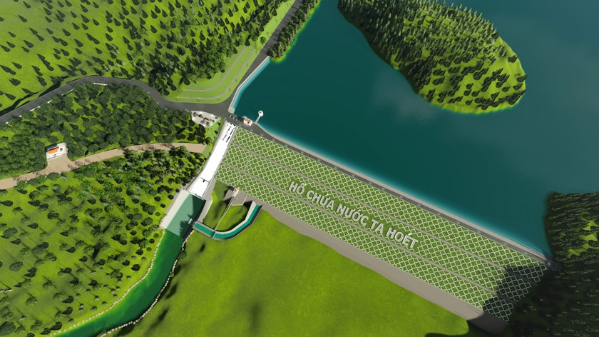 Phối cảnh dự án hồ chứa nước Ta Hoét sau khi hoàn thành.
