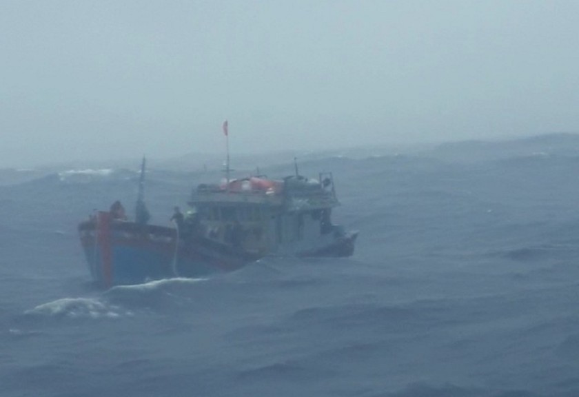 Cứu 14 ngư dân Quảng Ngãi bị nạn trên biển