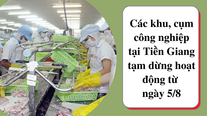 Các khu, cụm công nghiệp tại Tiền Giang tạm dừng hoạt động từ ngày 5/8 