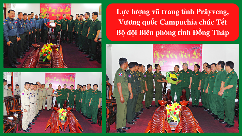 Lực lượng vũ trang tỉnh Prâyveng, Vương quốc Campuchia chúc Tết Bộ đội Biên phòng tỉnh Đồng Tháp