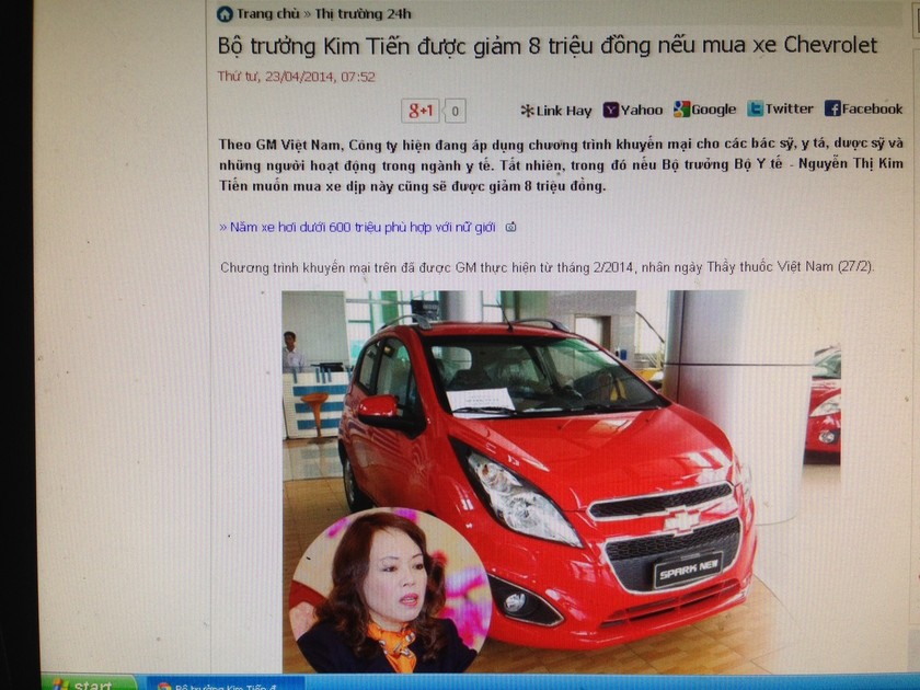 Tức giận trước “quảng cáo” Bộ trưởng Kim Tiến được giảm giá nếu mua ôtô
