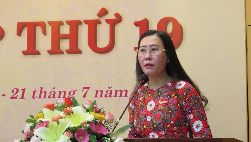 Chủ tịch HĐND tỉnh Quảng Ngãi Bùi Thị Quỳnh Vân phát biểu khai mạc Kỳ họp