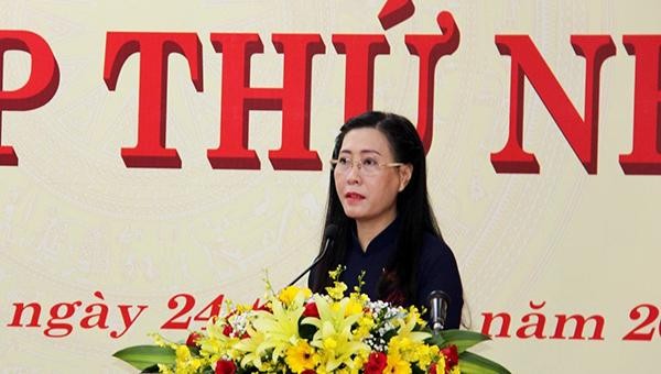 Bà Bùi Thị Quỳnh Vân, Bí thư tỉnh ủy Quảng Ngãi, tái đắc cử Chủ tịch HĐND tỉnh khóa XIII.