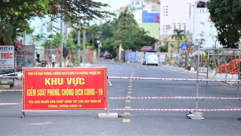 Một khu vực ở quận Sơn Trà (Đà Nẵng) bị phong tỏa vì dịch COVID-19.