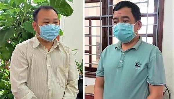 2 bị can Nguyễn Văn Khánh và Nguyễn Mạnh Hà tại cơ quan Công an.