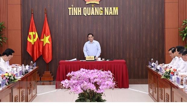 Thủ tướng Chính phủ Phạm Minh Chính làm việc với tỉnh Quảng Nam (ảnh TTX)