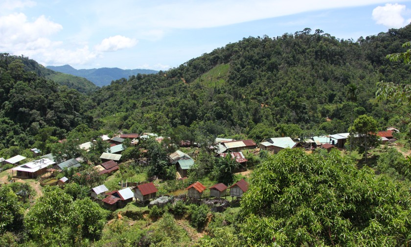 Ngôi làng người dân xã Trà Vinh (huyện Nam Trà My, Quảng Nam) đang sống trên địa bàn xã Đăk Nên (huyện Kon Plong, Kon Tum).
