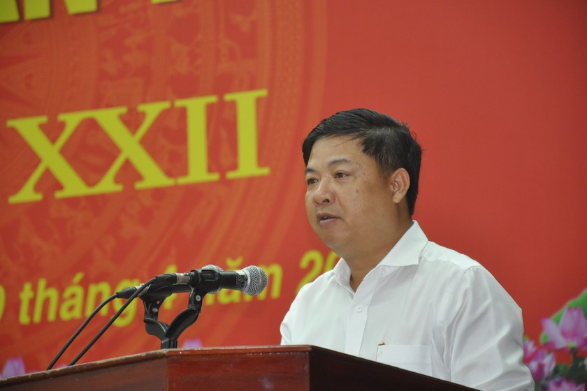 Bí thư Tỉnh ủy Quảng Nam Lương Nguyễn Minh Triết phát biểu tại hội nghị. 