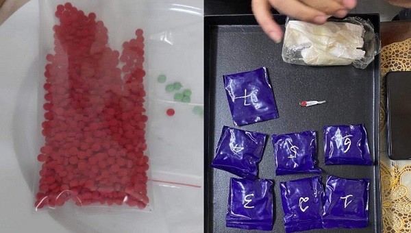 Lực lượng chức năng thu giữ hơn 1.200 viên ma túy tổng hợp dạng hồng phiến tại nhà riêng của Nguyễn Đình Sáng.