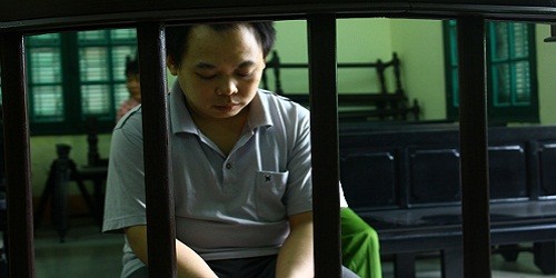 Bị cáo Bình tại TAND quận Thanh Xuân.