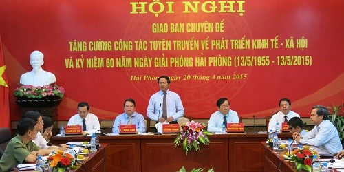 Chủ tịch UBND TP.Hải Phòng Lê Văn Thành phát biểu tại Hội nghị.