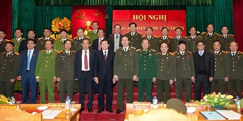 Chủ tịch nước Trương Tấn Sang, Bộ trưởng Trần Đại Quang và các đại biểu dự Hội nghị.