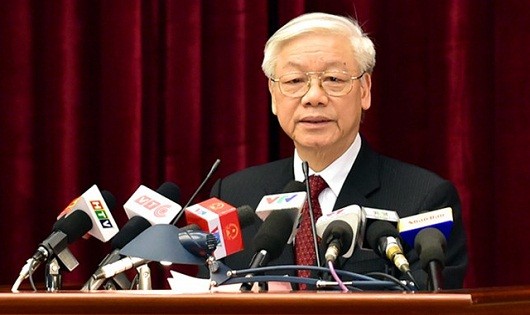 Tổng Bí thư Nguyễn Phú Trọng phát biểu bế mạc phiên họp.