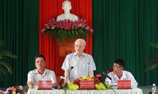 Tổng Bí thư Nguyễn Phú Trọng phát biểu chỉ đạo tại buổi làm việc với xã Diên Điền (huyện Diên Khánh)