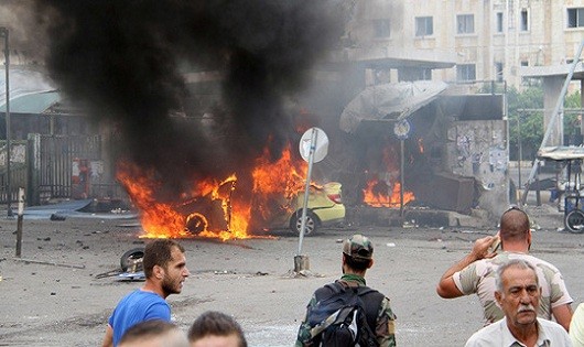 Hiện trường một vụ nổ ở TP Tartus hôm 23/5.