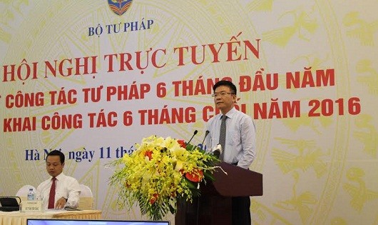Bộ trưởng Lê Thành Long phát biểu tại hội nghị.