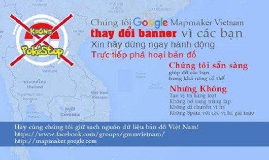 Cảnh báo của Google Map Maker Việt Nam đối với những người vì game Pokemon Go mà thay đổi bản đồ Google Map.