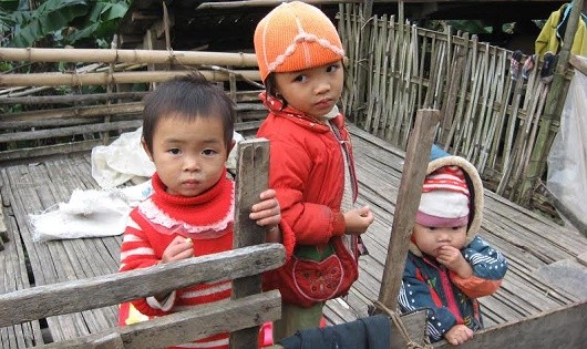 Sự hồn nhiên của những đứa trẻ Dao tiền xóm Bản Chang.