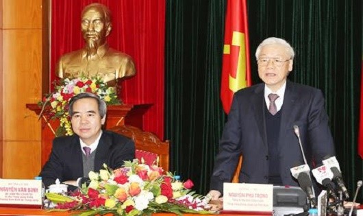 Tổng Bí Thư Nguyễn Phú Trọng phát biểu tại buổi làm việc với Ban KTTW.
