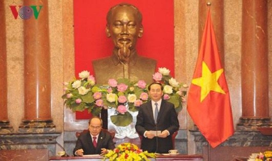 Chủ tịch nước Trần Đại Quang phát biểu tại buổi làm việc.
