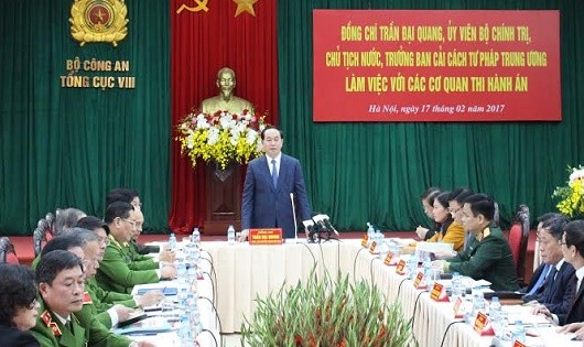 Chủ tịch nước Trần Đại Quang phát biểu tại buổi làm việc.
