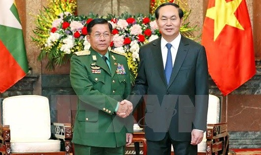 Chủ tịch nước Trần Đại Quang tiếp Thống tướng Myanmar
