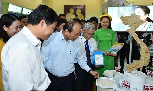 Thủ tướng Nguyễn Xuân Phúc tham quan các sản phẩm gạo